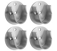 Weysat 4 Pieces 7/8" to 1" Inside Mount Curtain Rod Bracket Socket Stainless Steel Curtain Rod Holders for Wall Window Frame and Closet (Silver)