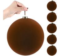 Weysat 6 Pcs 8 Inch Extra Large Velvet Christmas Ball Ornaments Set Flocked Holiday Ornaments Giant Velvet Xmas Balls for Christmas Tree Festive Indoor Display Holiday Party (Cocoa Brown)