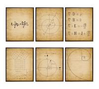 Weysat 6 Pcs Art Math Poster Art Prints Fibonacci Golden Spiral Pythagorean Theorem Euler Formula Maxwell Equations Theory Gallery Wall 8x10 Unframed Math Poster Gift for Teachers Student Shcool Decor