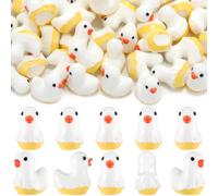 Weysat 60 Pcs Mini Ghost Resin Duck Halloween Tiny Duck Figurines Resin Ducks Bulk for Garden Landscape Dollhouse Ornament Halloween Party Favors(60 Pcs, Ghost)