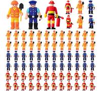 Weysat 60 Pcs Tiny People Figurines Include Mini Fireman Figures Policeman Figurines Construction Worker Toy for Dioramas Village Party Favor Gifts DIY Craft Dollhouse Decor to Hide and Seek