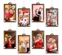 Weysat 8 Pcs Christmas Acrylic Photo Ornaments Hanging Picture Frame Ornaments Wallet Size Picture Frames for Christmas Tree Decoration Tear The Scratch Film Before Use(Brown,3.4 x 2.4 Inch)