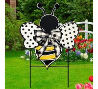 Weysat Bee Yard Sign for Lawn Decor 13.7 Inch Bee Metal Decoration Outdoor Summer Decoration for Home Outdoor Yard Decor with Stakes Waterproof for Home Garden Patio Lawn Party Walkway