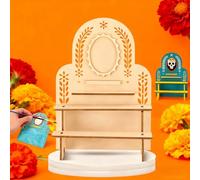 Weysat Dia De Los Muertos Altar Ofrenda Wooden Box Decorations 3 Tier Day of The Dead Altar Ofrenda Shadow Box with Photo Frame Remembrance Memory Gift for Home Halloween Party Supplies