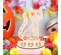 Weysat Dia De Los Muertos Altar Ofrenda, Wooden Self Painting Color Sugar Skulls Cat Papel Picado, The Day of The Dead Cat Supplies for Dia De Los Muertos Decorations