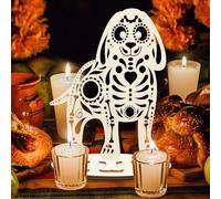 Weysat Dia De Los Muertos Altar Ofrenda, Wooden Self Painting Color Sugar Skulls Dog Papel Picado, The Day of The Dead Dog Supplies for Dia De Los Muertos Decorations