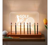 Weysat Light Up Golf Pencil Display Holder Wood Acrylic Golf Pencil Display Case Storage 35 Slots with Warm White Lights for Home Office Desk Galleries Decor Christmas Sports Gift Dad Grandpa Birthday