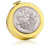 Weysat Pyx for Communion Host Catholic Polished Gold Brass Latin Cross Pyx/keepsake Box for Holy Communion Priests Deacons Eucharist Holy Gift,1.97 Inch(Fish)