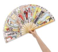 Weysat Tarot Card Hand Fan Rave Fan Oversized Folding Bamboo Astrology Tarot Decor Wall Art Witchy Gifts for Women EDM Music Gala Festival Gift Fortune Teller Mystic Accessories Gypsy Cos (Novel)