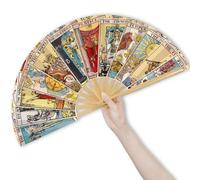 Weysat Tarot Clack Fan Oversized Rave Folding Hand Fan，Bamboo | Halloween Fortune Teller for Women Cosplay, Mystic Witchy Gifts , EDM Gala Festival Decor, Gypsy Theme Accessories