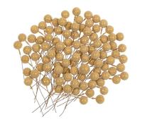 Weysoo 100Pcs Christmas Holly Berries, Artificial Berry for Christmas Tree Ornaments,Wreath Making Supplies,Xmas Party Decorations (GOLD)