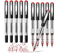 Weysoo Gel Pens, 10 Pack Writing Pens, Quick-Drying Pens Ballpoint, Write Smoothly Pens Red Ink, Red Liquid Ink Rollerball Pen, 0.5mm Ink Pen, Gel Pens For Writing, School, College, Work, Home Office