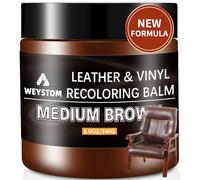 WEYSTOM Leather Recoloring Balm - Restorative Colorant for Furniture, Bags & Auto Interiors | Repairs Scratches, Fades & Cracks While Renewing Leather Surfaces (Medium Brown)