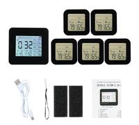 Weytoll 13-in-1 Digital Hygrometer Indoor Outdoor Thermometer with 5 Remote Sensors Multifunctional Weather Clock Wireless Temperature Humidity Monitor Gauge with 60M Range