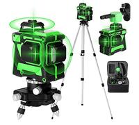 Weytoll 3D Self-Leveling Cross 12 Lines Laser Level - Green With Rechargeable Li-ion Battery, Base Stand, Wall-Mounted Bracket, Iron Board, Carrying Bag, and Tripod Stand