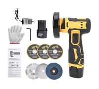 Weytoll Mini Angle Grinder, Weytoll 21V Cutting Polishing Machine with 2pcs Rechargeable Battery Multifunctional MINI Tile Cutter with 6PCS Discs for Brick Wood Steel Stone (Yellow)