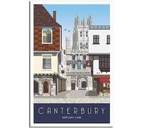WEYUE Canvas Poster Mercery Lane Cathedral Canterbury Vintage Travel Poster Home Decoration Wall Posters Art Mural Room Decor Unframed 40x60cm