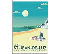 WEYUE Canvas Poster St Jean De Luz Vintage Travel Poster Home Decor Wall Posters Art Mural Canvas Painting Unframed 40x60cm