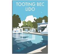WEYUE Canvas Poster Tooting Bec Lido Retro Travel Poster Wall Art Mural Canvas Painting Home Decoration Decor Unframed 40x60cm