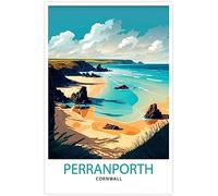 WEYUE Canvas printing Perranporth Cornwall Landscape Vintage Travel Poster Decorative Paintings Home Decoration Room Decor Wall Unframed 60x90cm