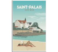 WEYUE Canvas printing Saint-Palais-sur-Mer France Vintage Travel Poster Home Decoration Wall Posters Decorative Paintings Unframed 60x90cm