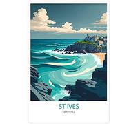 WEYUE Canvas printing St Ives Landscape Vintage Travel Poster Decorative Paintings Home Decoration Canvas Wall Art Unframed 60x90cm