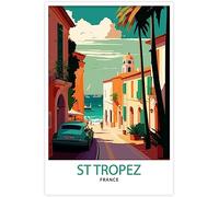 WEYUE Canvas printing St Tropez Vintage Travel Poster Home Decoration Wall Art Mural Room Decor Canvas Unframed 60x90cm