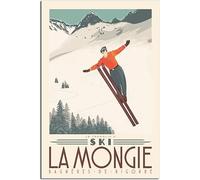 WEYUE Canvas Prints France La Mongie Ski Vintage Travel Poster Canvas Wall Art Mural Painting Room Decor Posters Unframed 30x45cm