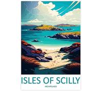 WEYUE Canvas Prints Isles of Scilly Vintage Travel Poster Painting Wall Paintings Art Mural Home Decoration Unframed 30x45cm