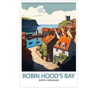 WEYUE Canvas Prints Robin Hood'S Bay Yorkshire Vintage Travel Poster Home Decoration Room Decor Wall Posters Painting Unframed 30x45cm
