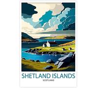 WEYUE Canvas Prints Shetland Islands Vintage Travel Poster Canvas Wall Art Mural Room Decor Painting Posters Unframed 30x45cm