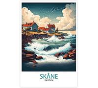 WEYUE Canvas Prints Skane Sweden Landscape Vintage Travel Poster Decorative Pictures for Living Room Decor Canvas Unframed 30x45cm