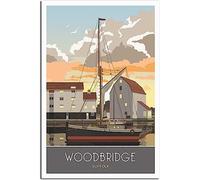 WEYUE Canvas Prints Woodbridge Suffolk Sunset Vintage Travel Poster Painting Wall Art Mural Home Decoration Room Decor Unframed 30x45cm