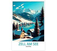 WEYUE Canvas Prints Zell Am See Austria Vintage Travel Poster Home Decoration Wall Art Mural Canvas Painting Decor Unframed 30x45cm