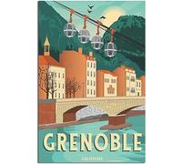 WEYUE Wall art France Grenoble Dauphiné Grenoble Cable Car Vintage Travel Poster Posters on the Wall Decor Art Mural Canvas Painting Unframed 50x75cm