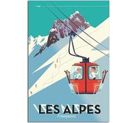 WEYUE Wall art Les Alpes Snow Mountain Vintage Travel Poster Posters on the Wall Art Mural Canvas Home Decoration Unframed 50x75cm