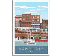 WEYUE Wall art Ramsgate Harbour Kent Vintage Travel Poster Posters on the Wall Art Mural Canvas Room Decor Home Unframed 50x75cm