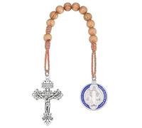 Weyuley 1 Pc Wooden Bead Catholic Rosary - Alloy St. Benedict Medal Pendant, The Perfect Choice for Prayers and Religious Gifts, One Size, Zinc, Rhinestone