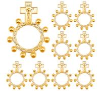 Weyuley 10pc Finger Rosary Rings Prayer Catholic for Men Women Confirmation Baptism Favors Set Religious Christening Party Favors Baby Shower Supplies, Adjustable, Zinc, Rhinestone