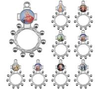 Weyuley 10Pcs Catholic Finger Rosary Rings Double Sided Sacred Heart Immaculate Heart Prayer Rings One Decade Pocket Rosary for Men Women Baptism Gifts Quinceañera Favors Religious Jewelry