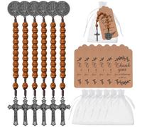 Weyuley 18Pcs/6sets. Catholic St. Benedict Medal Prayer Bead String Wooden Beads With a Small Bag and Card. A Christian Religious Gift., One Size, Zinc timber, Rhinestone