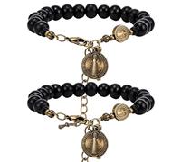 Weyuley 2Pcs Catholic St. Benedict Cross Wooden Beaded Bracelet - Religious Easter Adjustable Bracelet