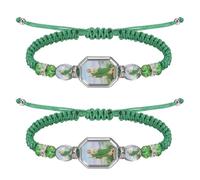 Weyuley 2Pcs Green Saint Jude Prayer Bracelet Handmade Mexican Adjustable Religious-Style Woven Bracelet Suitable For Both Men And Women to Wear