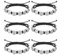 Weyuley 6Pcs Catholic Bracelet Saints Benedict Medal Bracelet Adjustable String Religious Gift for Men Women, Adjustable, Nylon, no gemstone