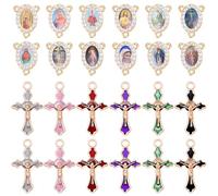 Weyuley 84Pcs / 42 sets Fashionable Enamel Catholic Prayer Beads Making Kit Alloy Vintage Cross for Diy Religious Jewelry Necklace and Prayer Bead Making (Gold)