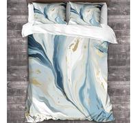 WEYUN Marble Vein 3D Print Blue Grey Irregular Duvet Cover Comforter Covers Quilt Cover for Teens And Adults Bedding Set with Pillow Cases Soft Microfiber with Zipper Closure 3 Pieces King（220x240cm）