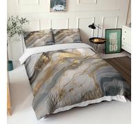WEYUN Marble Vein 3D Printed Yellow Grey Irregular Comforter Covers Quilt Cover Duvet Cover for Boys Girls Bedding Set with Zipper Closure Soft Microfiber with Pillow Cases 3 Pieces Double（200x200cm）