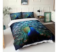 WEYUN Peacock for Boys Girls 3D Print Peacock Feathers Comforter Covers Duvet Cover Quilt Cover Soft Microfiber with Pillow Cases with Zipper Closure Bedding Set 3 Pieces Double(200x200cm)
