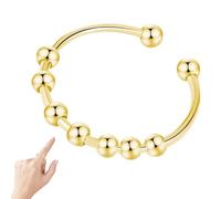 Wezalget Anti-Worry Bead Rings | Stainless Steel Anti Anxieties Ring Adjustable Open Ring with Rotatable Beads Stress Relief Ring for Women Men, Adjustable to Any Size