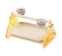Wezalget Bird Training Stand,Parrot Playground Gym with Feeder Cups - Bird Desktop Playpen with Removable Tray for Conures Budgies Parakeets Lovebirds Finches